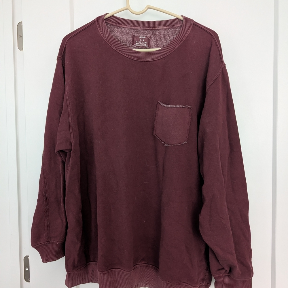 Aerie Maroon Crewneck Top, Women's Size Medium